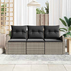 Garten-Sofa-Set mit Speicher 3 pcs Grau Poly Rattan
