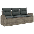 Garten-Sofa-Set mit Speicher 3 pcs Grau Poly Rattan