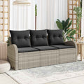 Garten-Sofa-Set mit Speicher 3 pcs Hellgrau Poly Rattan