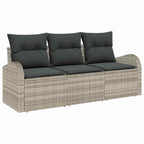 Garten-Sofa-Set mit Speicher 3 pcs Hellgrau Poly Rattan
