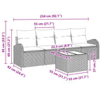 Gartensofa-set mit Speicher 5 pcs Beige und Rot Poly-Rattan