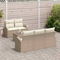 Gartensofa-set mit Speicher 6 pcs Beige und Creme Poly-Rattan