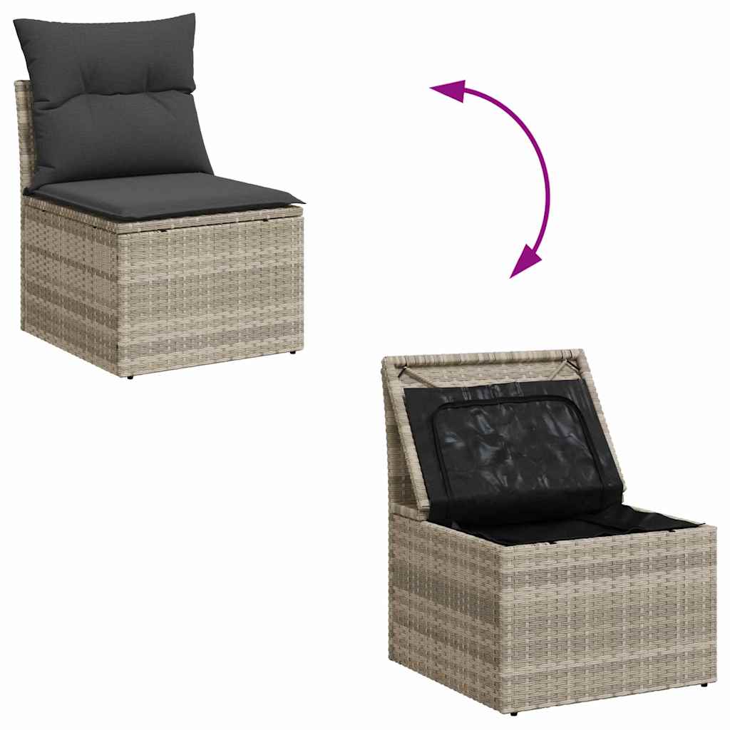 Gartensofa-set 6 pcs Hellgrau und Dunkelgrau Poly-Rattan