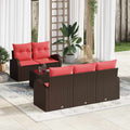 Gartensofa-set mit Speicher 6 pcs Beige und Rot Poly-Rattan