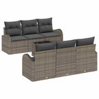 Gartensofa-set mit Speicher mit Kissen 7 pcs Grau Poly-Rattan