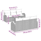 Gartensofa-set mit Speicher mit Kissen 7 pcs Grau Poly-Rattan