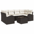 Gartensofa-set mit Speicher 7 pcs Braun und Creme Poly-Rattan