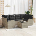 Gartensofa-set 7 pcs Hellgrau und Dunkelgrau Poly-Rattan