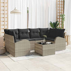 Gartensofa-set 7 pcs Hellgrau und Dunkelgrau Poly-Rattan