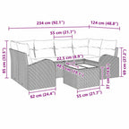 Gartensofa-set 7 pcs Hellgrau und Dunkelgrau Poly-Rattan