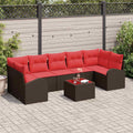 Gartensofa-set mit Speicher 8 pcs Beige und Rot Poly-Rattan