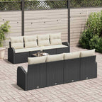 Gartensofa-set mit Speicher 9 pcs Schwarz und Creme Poly-Rattan