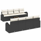 Gartensofa-set mit Speicher 9 pcs Schwarz und Creme Poly-Rattan