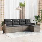 Sofa Set mit Kissen mit Speicher 5 pcs Grau Poly-Rattan