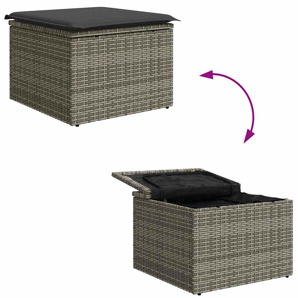 Sofa Set mit Kissen mit Speicher 5 pcs Grau Poly-Rattan