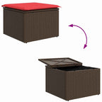 Sofa Set mit Kissen 5 pcs Braun und Rot Poly-Rattan