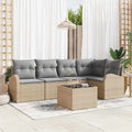 Gartensofa-set mit Kissen 6 pcs Beige und hellgrau Poly-Rattan