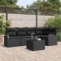 Gartensofa-set mit Kissen 6 pcs Schwarz Poly-Rattan