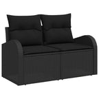 Gartensofa-set mit Kissen 6 pcs Schwarz Poly-Rattan
