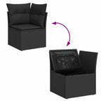 Gartensofa-set mit Kissen 6 pcs Schwarz Poly-Rattan