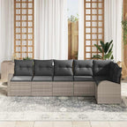 Gartensofa-set mit Kissen 6 pcs Hellgrau Poly-Rattan