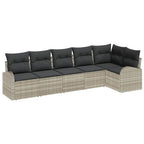 Gartensofa-set mit Kissen 6 pcs Hellgrau Poly-Rattan