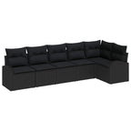 Gartensofa-set mit Kissen 6 pcs Schwarz Poly-Rattan