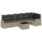 Gartensofa-set mit Kissen 7 pcs Hellgrau Poly-Rattan