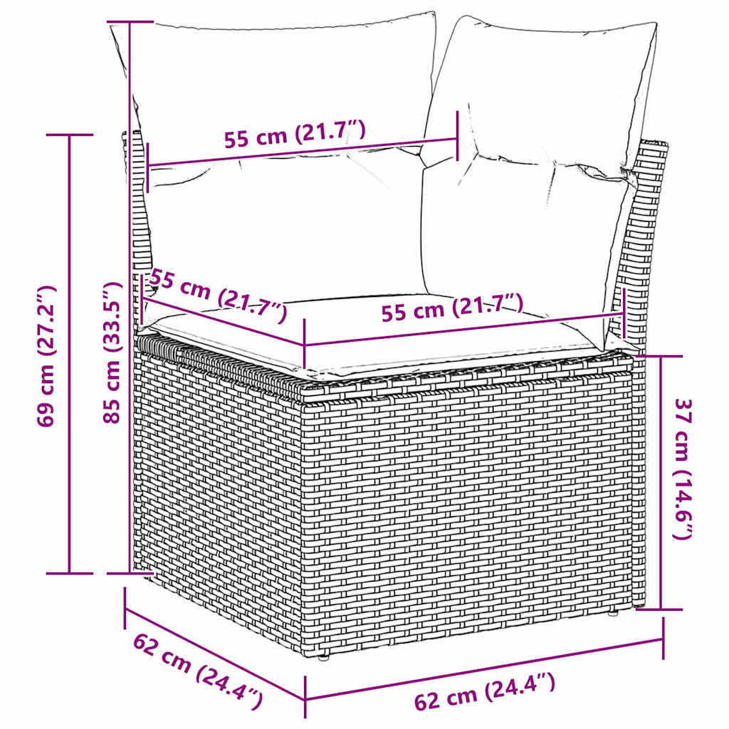 Gartensofa-set mit Kissen 8 pcs Beige und Hellgrau Poly-Rattan
