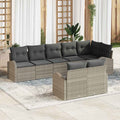 Gartensofa-set mit Kissen 8 pcs Hellgrau Poly-Rattan