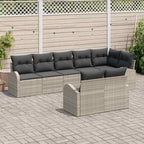 Gartensofa-set mit Kissen 8 pcs Hellgrau Poly-Rattan