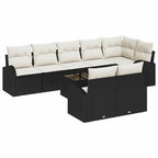 Gartensofa-set mit Kissen 9 pcs Schwarz und Weiß Poly-Rattan