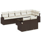 Gartensofa-set mit Kissen 9 pcs Braun und Weiß Poly-Rattan