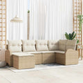 Sofa Set mit Kissen 6 pcs Beige und Weiß Poly-Rattan