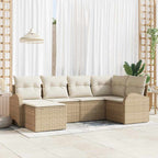 Sofa Set mit Kissen 6 pcs Beige und Weiß Poly-Rattan
