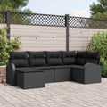 Sofa Set mit Kissen mit Speicher 6 pcs Schwarz Poly-Rattan