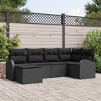 Sofa Set mit Kissen mit Speicher 6 pcs Schwarz Poly-Rattan