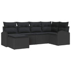 Sofa Set mit Kissen mit Speicher 6 pcs Schwarz Poly-Rattan