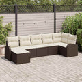 Sofa Set mit Kissen mit Speicher 7 pcs Braun Poly-Rattan