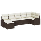 Sofa Set mit Kissen mit Speicher 7 pcs Braun Poly-Rattan