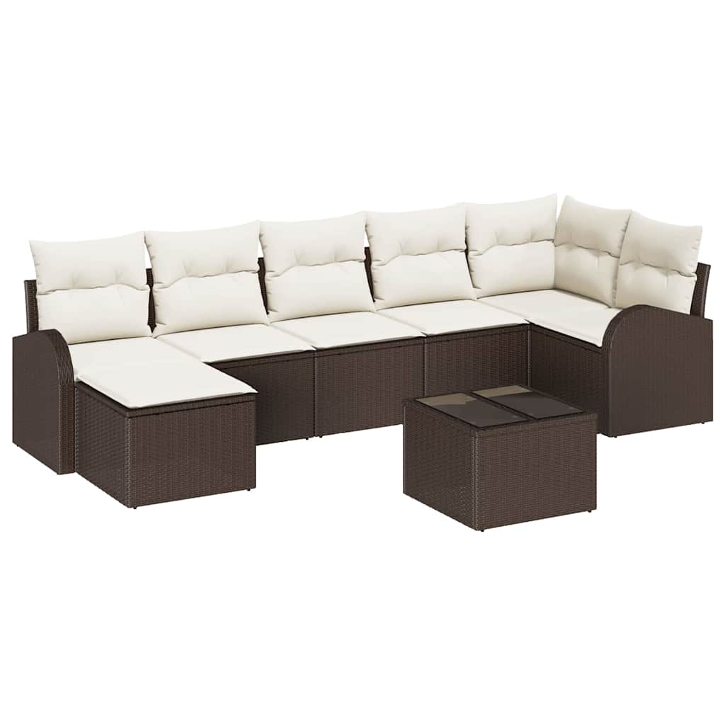 Sofa Set mit Kissen mit Speicher 8 pcs Braun Poly-Rattan