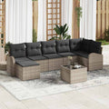 Sofa Set mit Kissen mit Speicher 8 pcs Grau Poly-Rattan