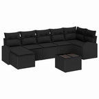 Sofa Set mit Kissen mit Speicher 8 pcs Schwarz Poly-Rattan