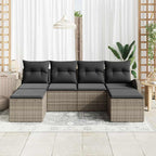 Sofa Set mit Kissen mit Speicher 6 pcs Grau Poly-Rattan