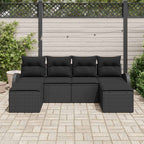 Sofa Set mit Kissen mit Speicher 6 pcs Schwarz Poly-Rattan