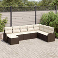Sofa Set mit Kissen 8 pcs Braun und Weiß Poly-Rattan