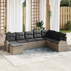 Sofa Set mit Kissen mit Speicher 8 pcs Grau Poly-Rattan