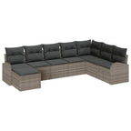 Sofa Set mit Kissen mit Speicher 8 pcs Grau Poly-Rattan