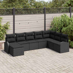 Sofa Set mit Kissen mit Speicher 8 pcs Schwarz Poly-Rattan