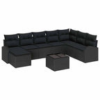 Sofa Set mit Kissen mit Speicher 9 pcs Schwarz Poly-Rattan